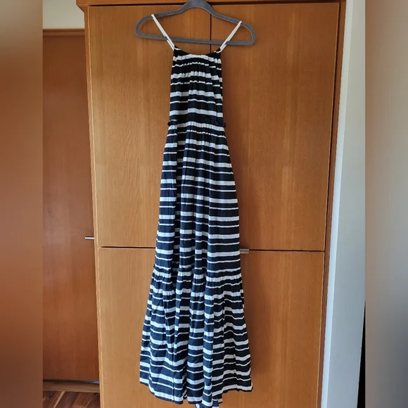 Jonathan Simkhai Swim Maxi Stripe Dress with nautical halter straps